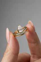 Pear Cut Lab grown Diamond Double Band Engagement Ring