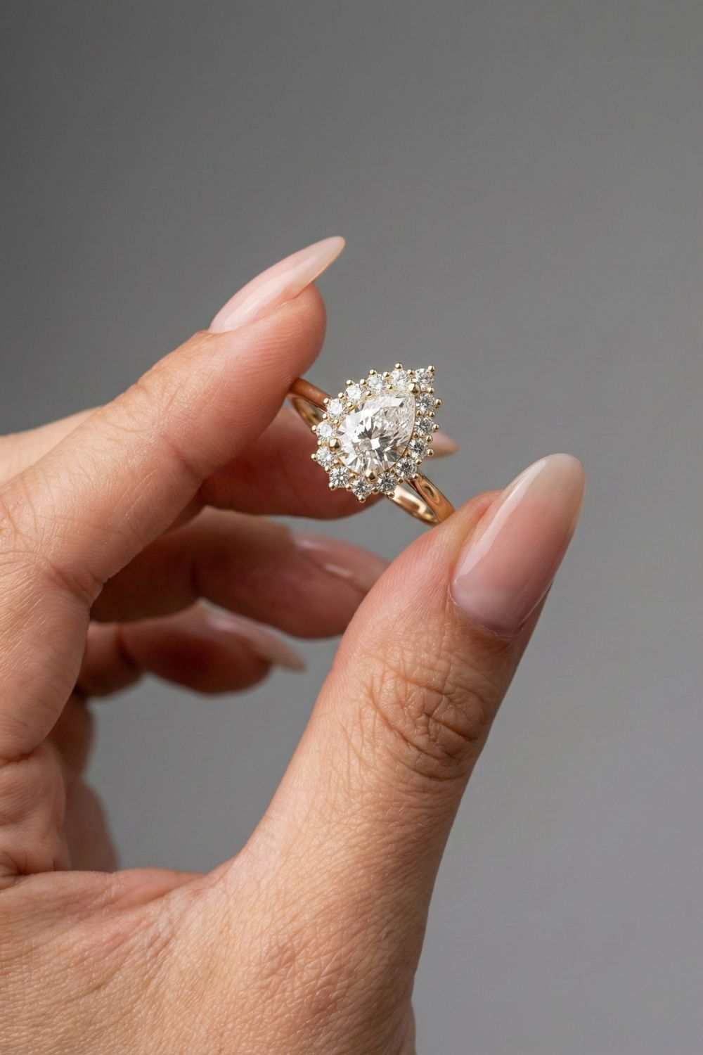 Pear Cut Lab grown Diamond Halo Engagement Ring