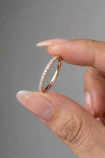 Round Moissanite Full Eternity Wedding Band