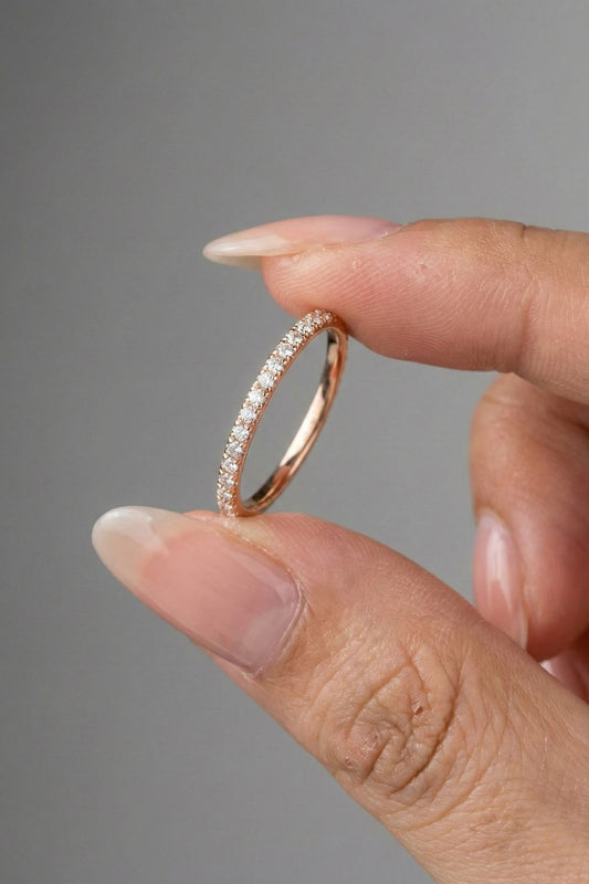 Round Moissanite Full Eternity Wedding Band