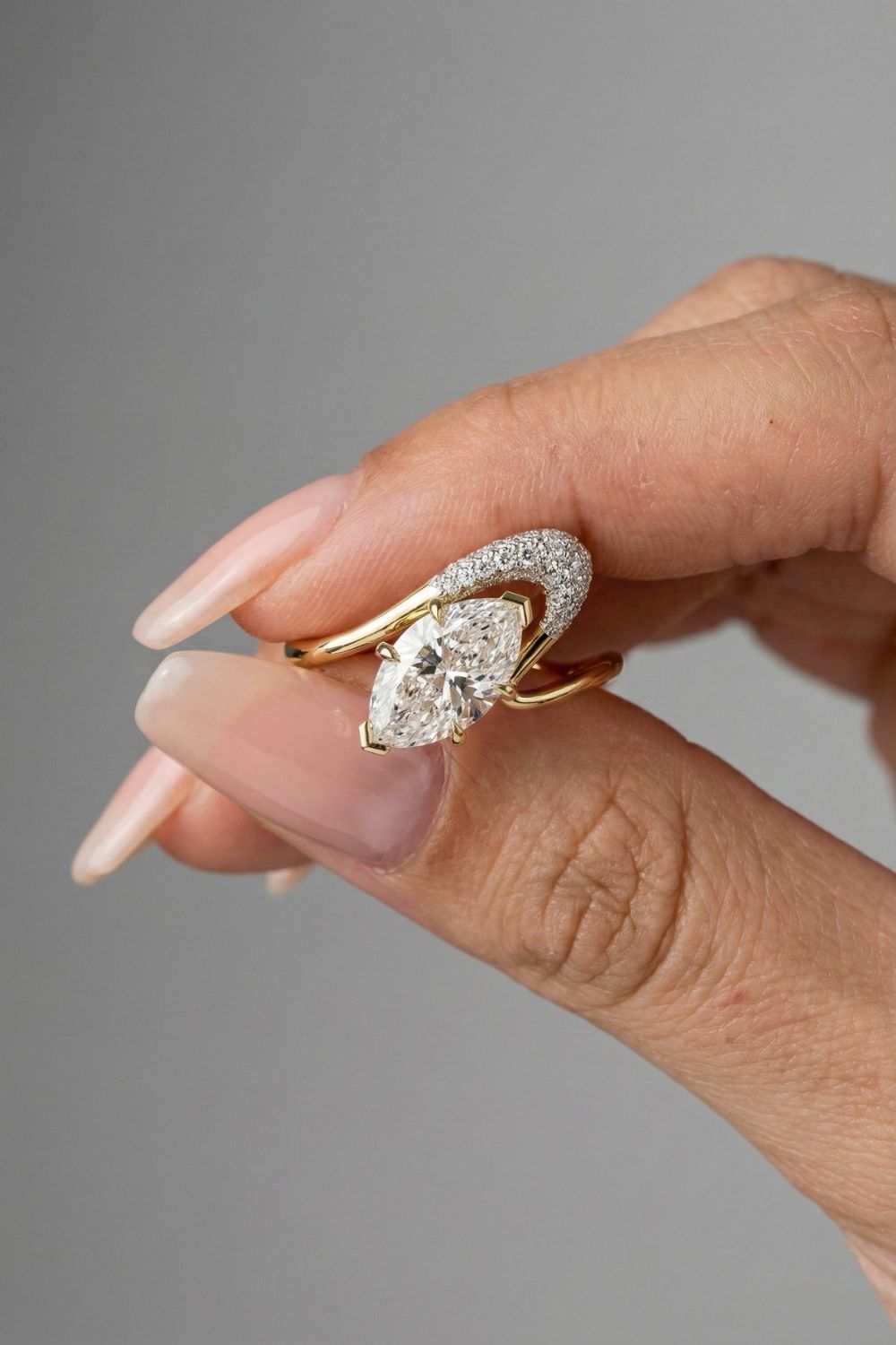 2.03 CT - 4.03 CT Marquise Cut Lab grown Diamond Unique Engagement Ring