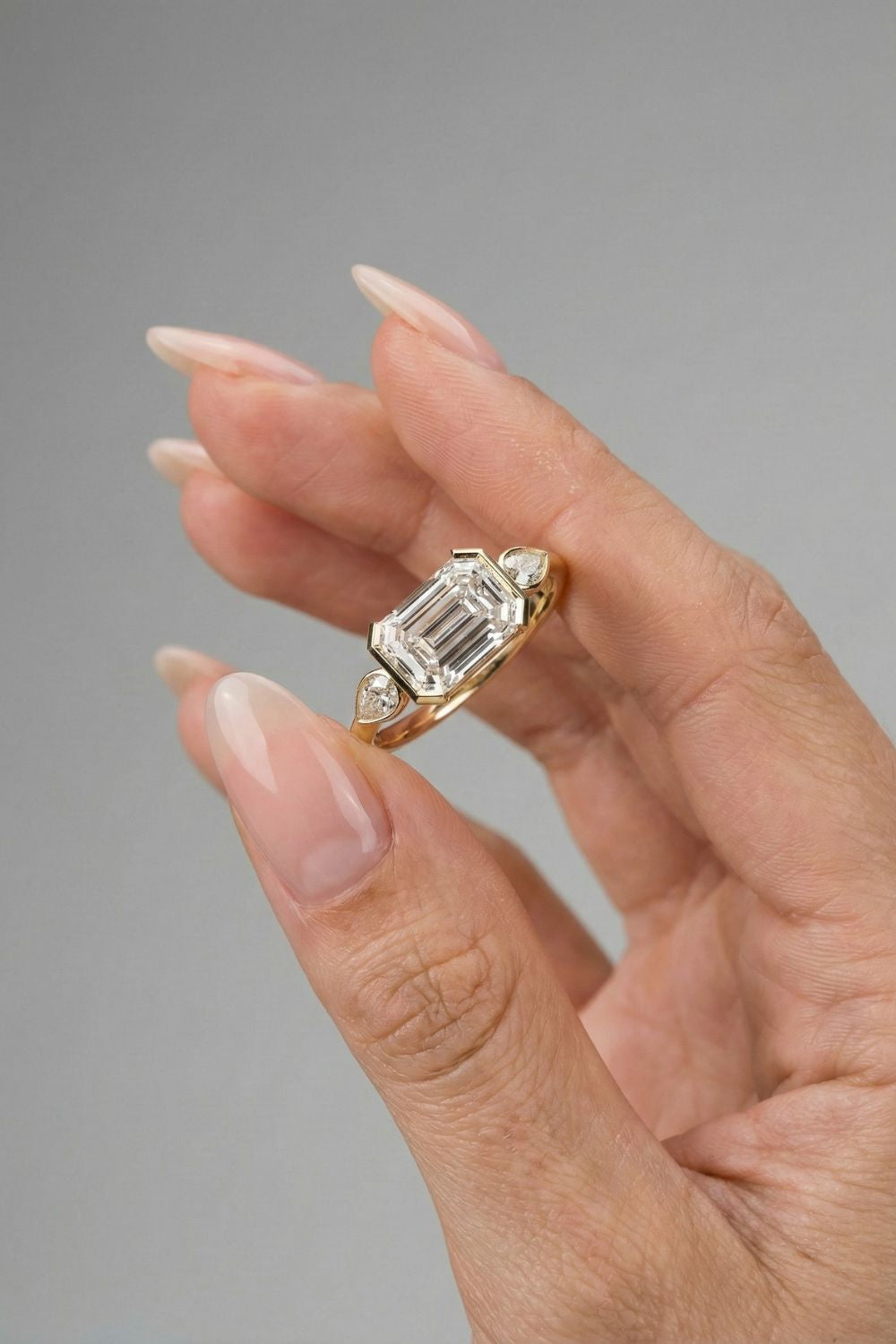 1.75 CT - 3.75 CT Emerald Cut Lab grown Diamond Three Stone Engagement Ring
