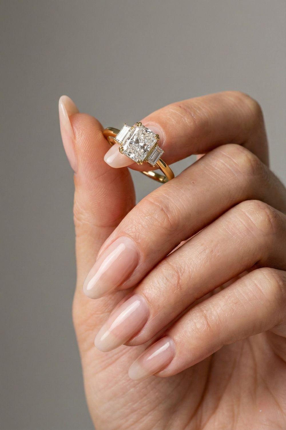 Radiant Cut Lab grown Diamond Three Stone Engagement Ring