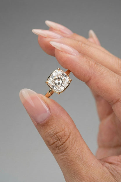 3 CT - 4 CT Elongated Cushion Cut Lab grown Diamond Solitaire Engagement Ring