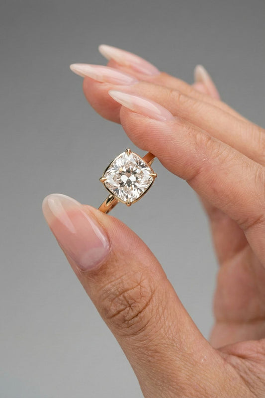 3 CT - 4 CT Elongated Cushion Cut Lab grown Diamond Solitaire Engagement Ring