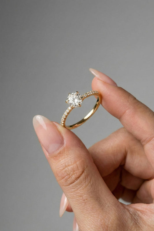 Round Cut Lab grown Diamond Pave Engagement Ring