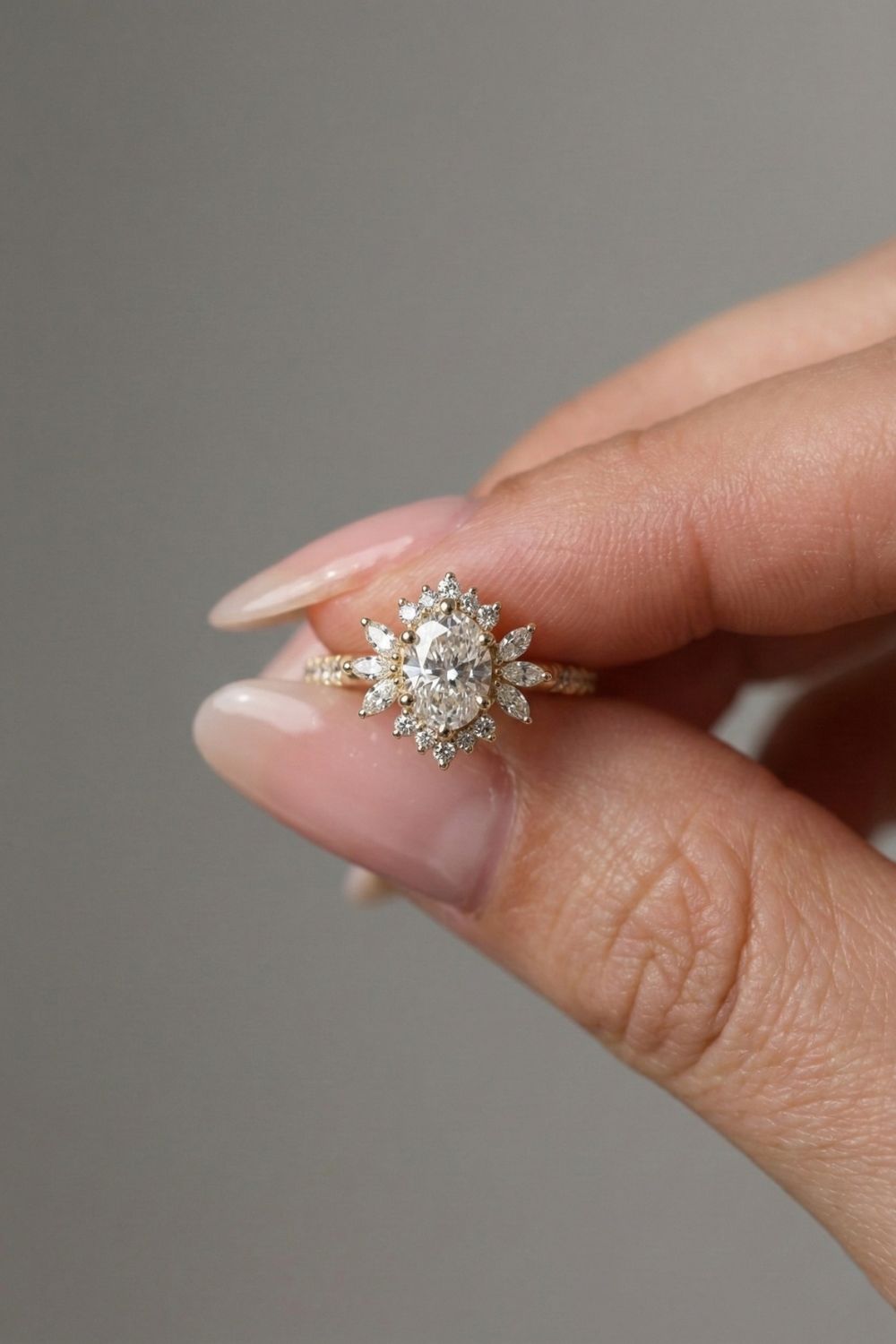 Oval Cut Lab grown Diamond Halo & Pave Setting Engagement Ring