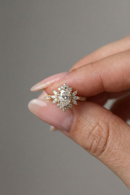 Oval Cut Lab grown Diamond Halo & Pave Setting Engagement Ring