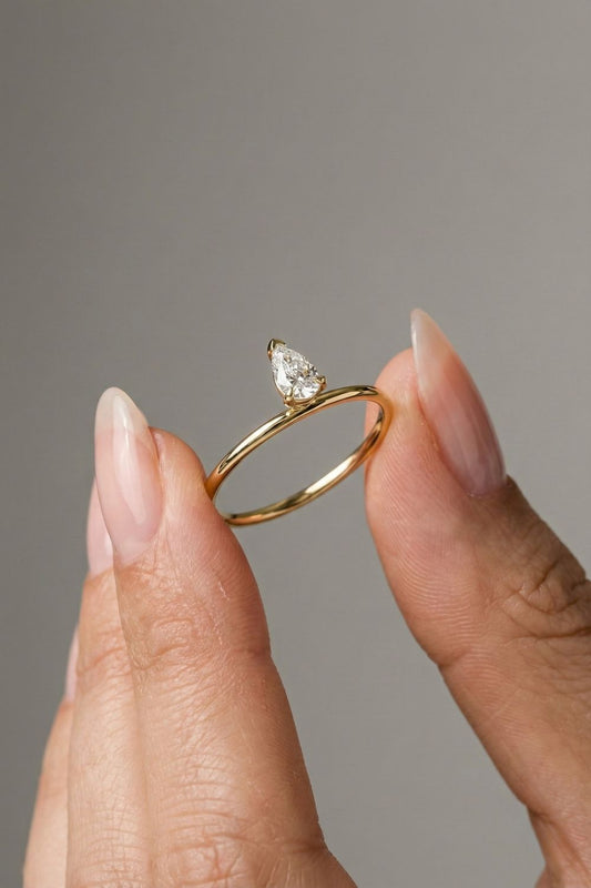 Pear Cut Lab grown Diamond Solitaire Engagement Ring