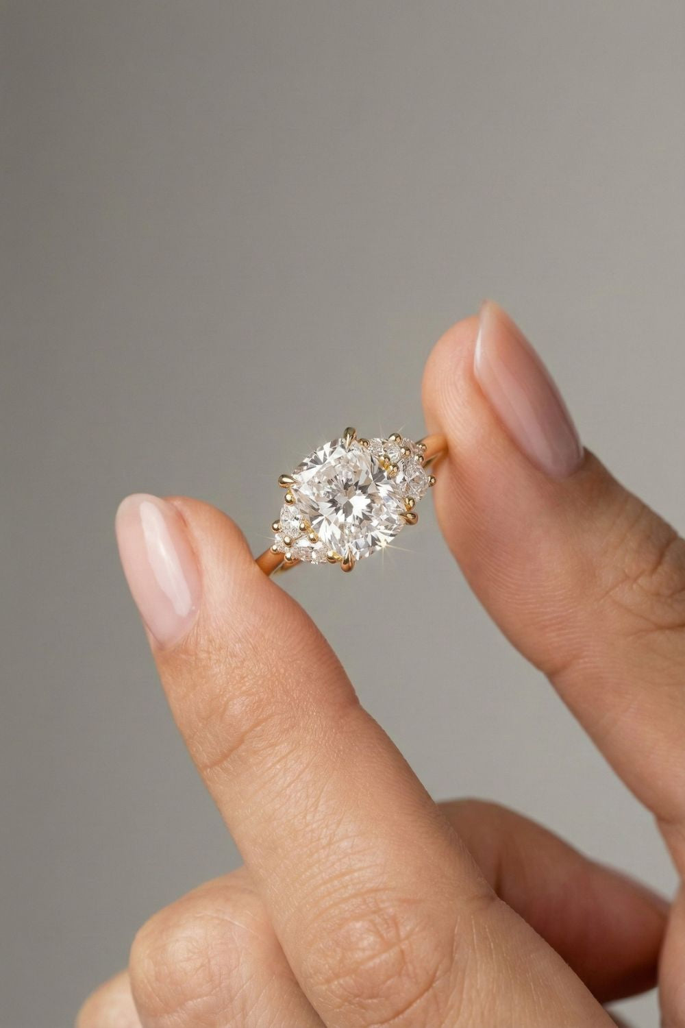 2.51 CT - 3.51 CT Elongated Cushion Cut Lab grown Diamond Cluster Engagement Ring