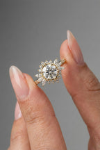 Round Cut Lab grown Diamond Halo & Pave Setting Engagement Ring