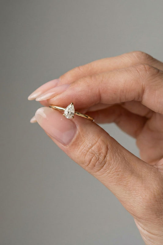 Pear Cut Lab grown Diamond Solitaire Engagement Ring