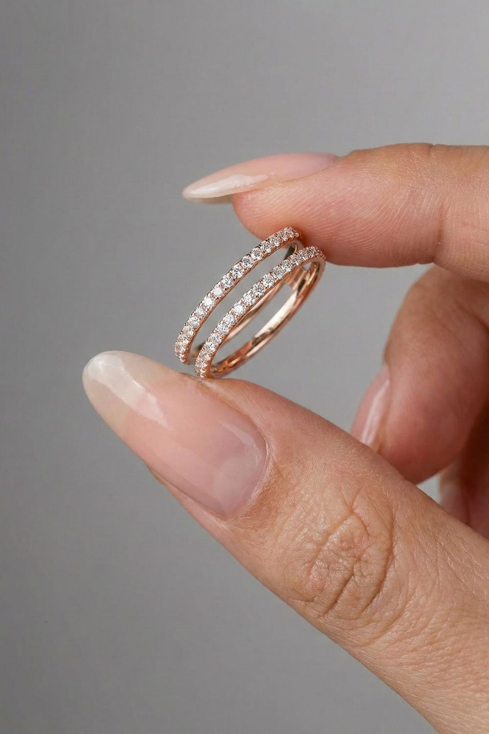 Round Moissanite Dainty Eternity Wedding Band