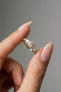 Round Cut Lab grown Diamond Three Stone & Pave Engagement Ring