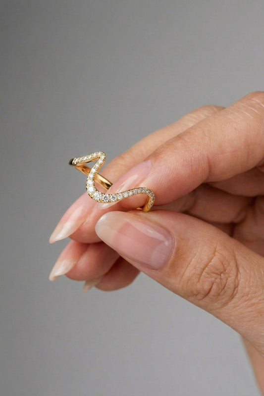 Round CVD Diamond Curved Pave Wedding Band