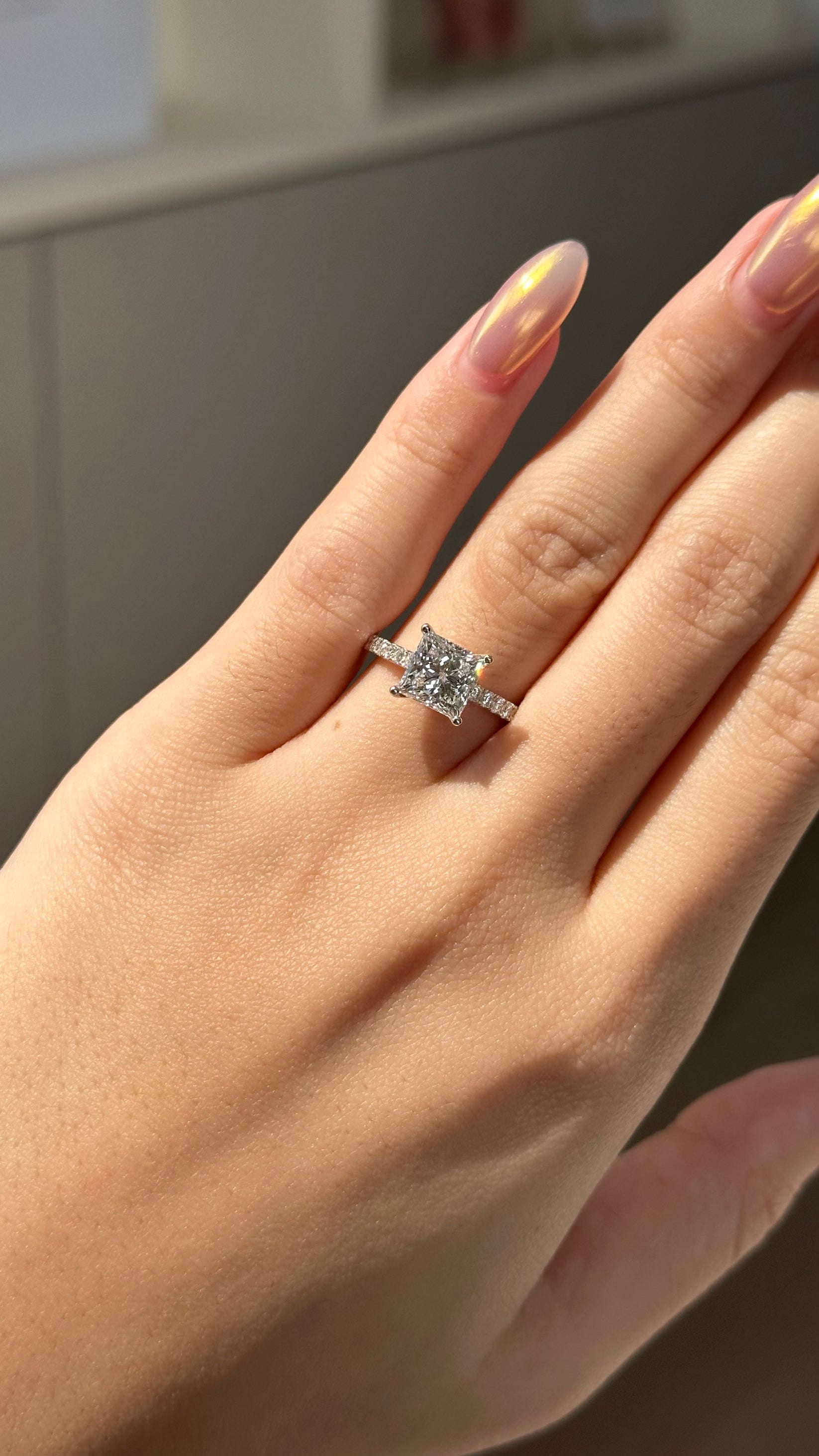 2 CT Princess Cut Lab grown Diamond Micro Pave Engagement Ring