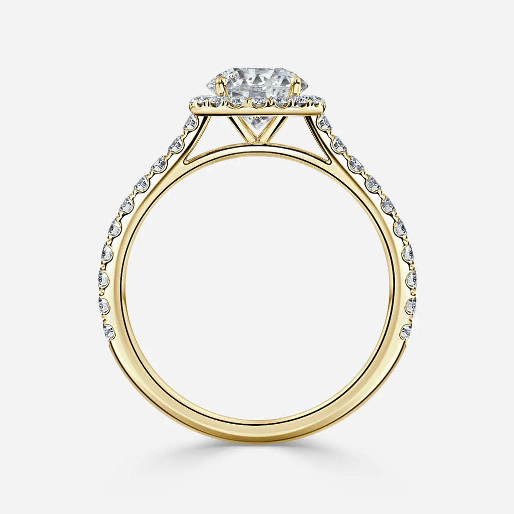 0.5 CT - 2 CT Round Cut Halo & Pave Style Moissanite Engagement Ring