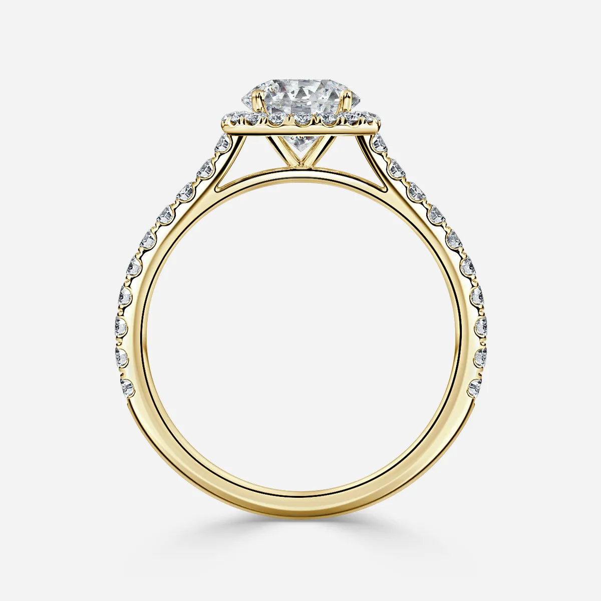 0.5 CT - 2 CT Round Cut Halo & Pave Style Moissanite Engagement Ring