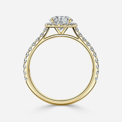 0.5 CT - 2 CT Round Cut Halo & Pave Style Moissanite Engagement Ring