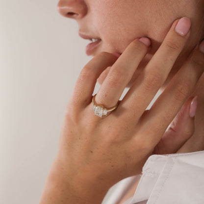 1.75 CT - 3 CT Emerald Cut Lab grown Diamond Three Stone Engagement Ring