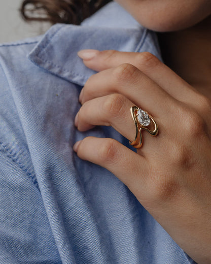 1.54 CT - 3.54 CT Pear Cut Lab grown Diamond Unique Engagement Ring