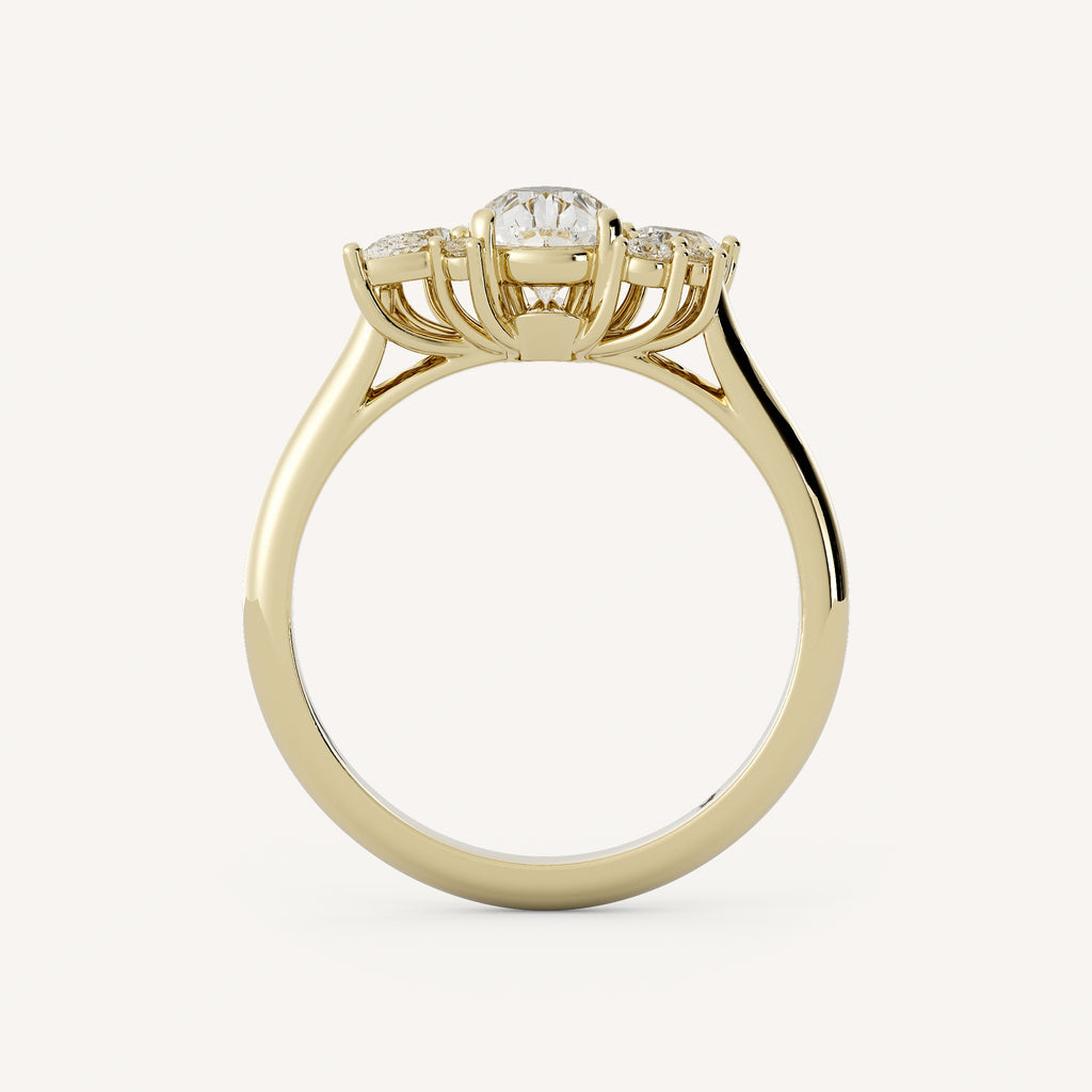 0.8 CT - 1.25 CT Pear Cut Lab grown Diamond Cluster Engagement Ring