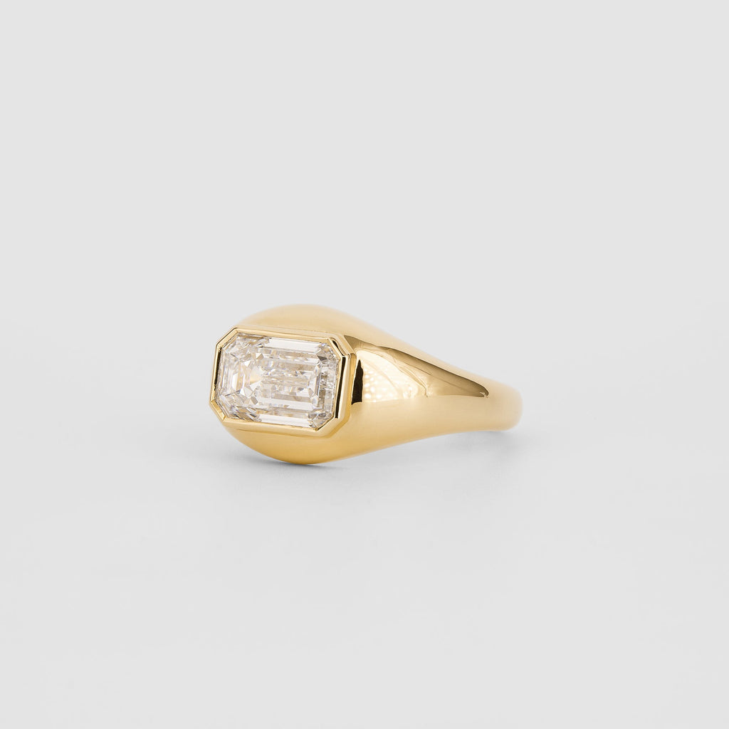 2.51 CT Emerald Cut Lab grown Diamond Flush Setting Engagement Ring
