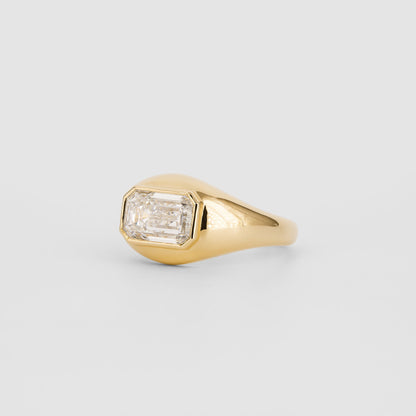 2.51 CT Emerald Cut Lab grown Diamond Flush Setting Engagement Ring