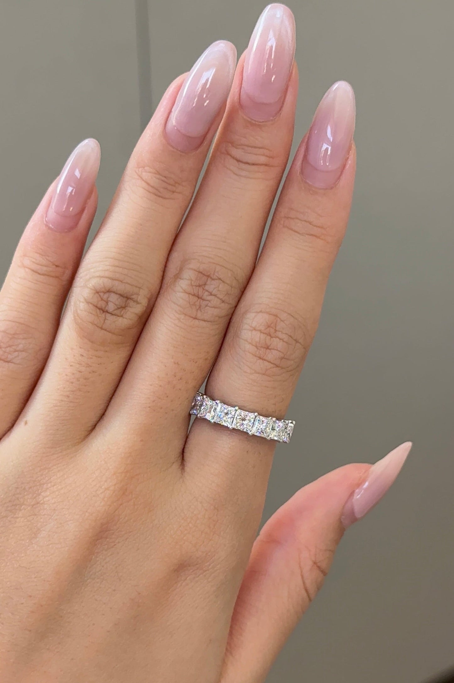 2.3 TCW Princess CVD Diamond Half Eternity with Shared Prong Wedding Band