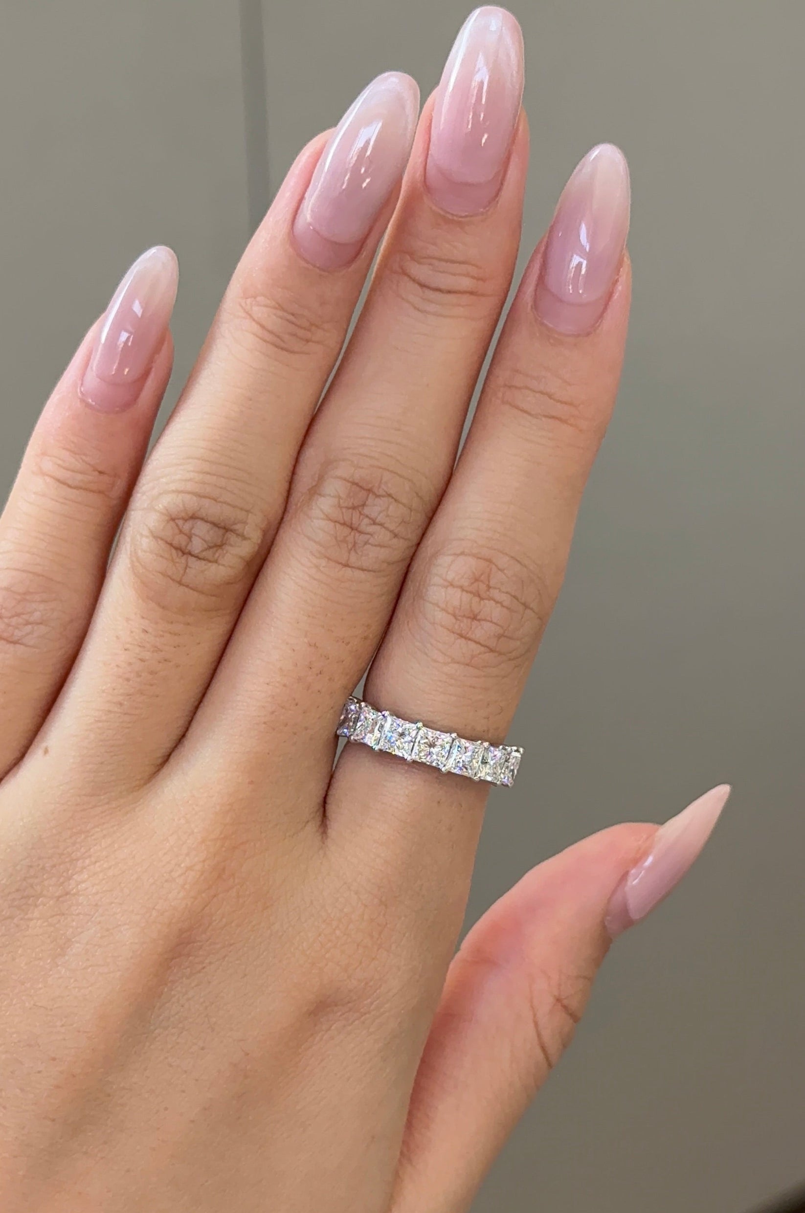2.3 TCW Princess CVD Diamond Half Eternity with Shared Prong Wedding Band