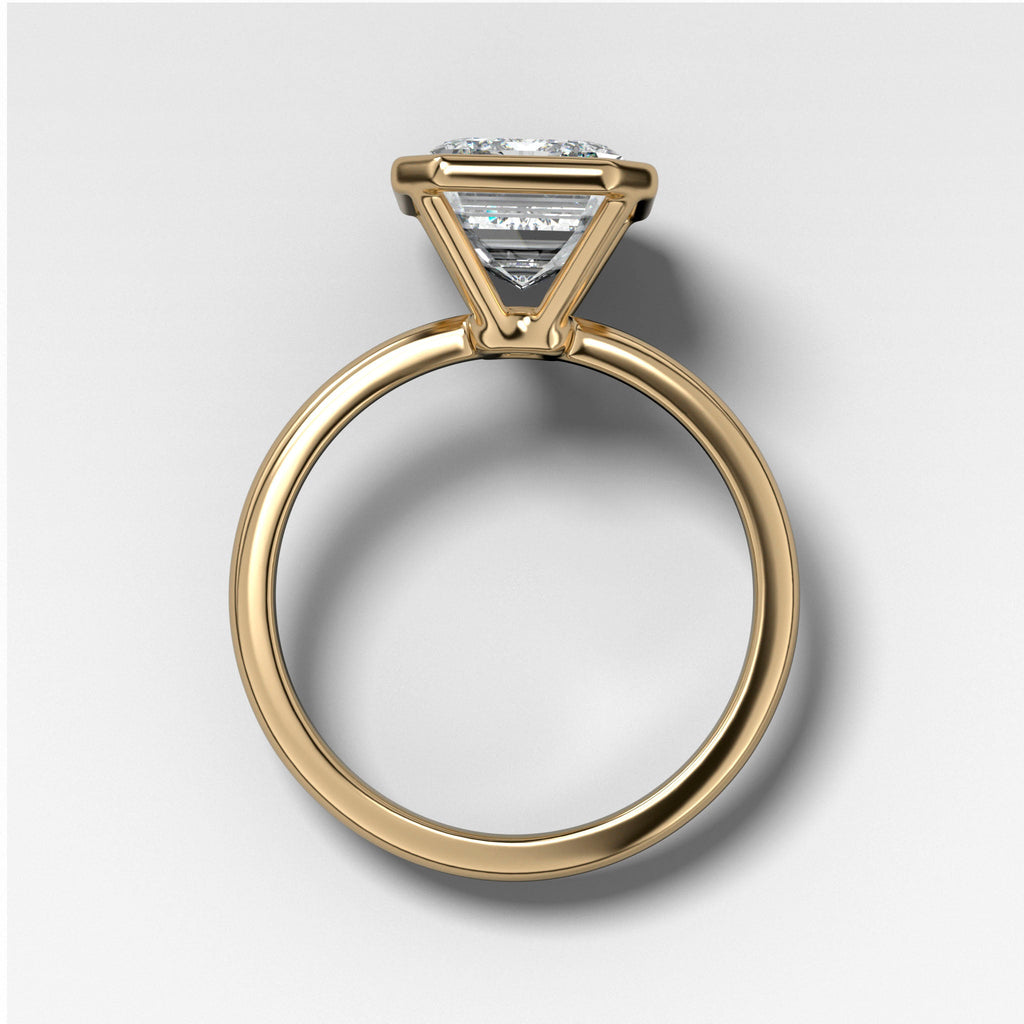 2 CT - 4 CT Emerald Cut Lab grown Diamond Solitaire Bezel Setting Engagement Ring