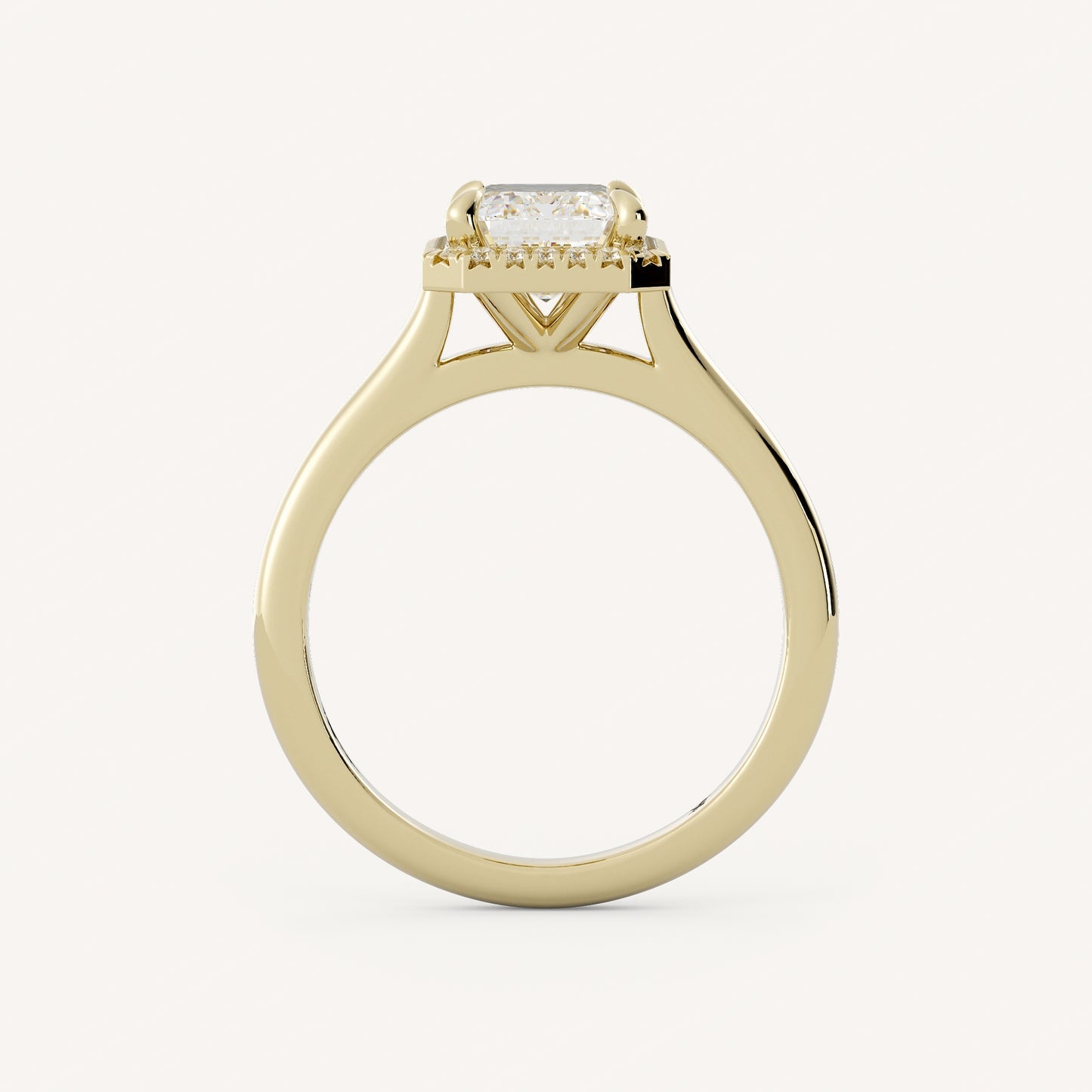 1 CT - 3 CT Emerald Cut Lab grown Diamond Halo Cathedral Setting Engagement Ring