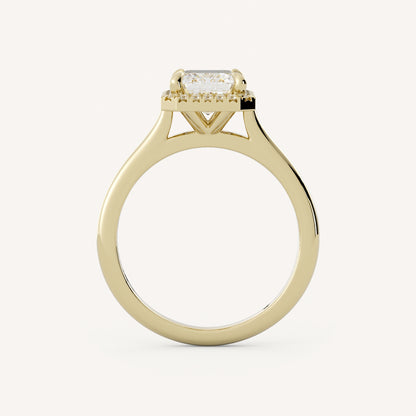 1 CT - 3 CT Emerald Cut Lab grown Diamond Halo Cathedral Setting Engagement Ring