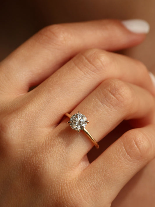 1.5 CT - 3.5 CT Round Cut Lab grown Diamond Solitaire Engagement Ring