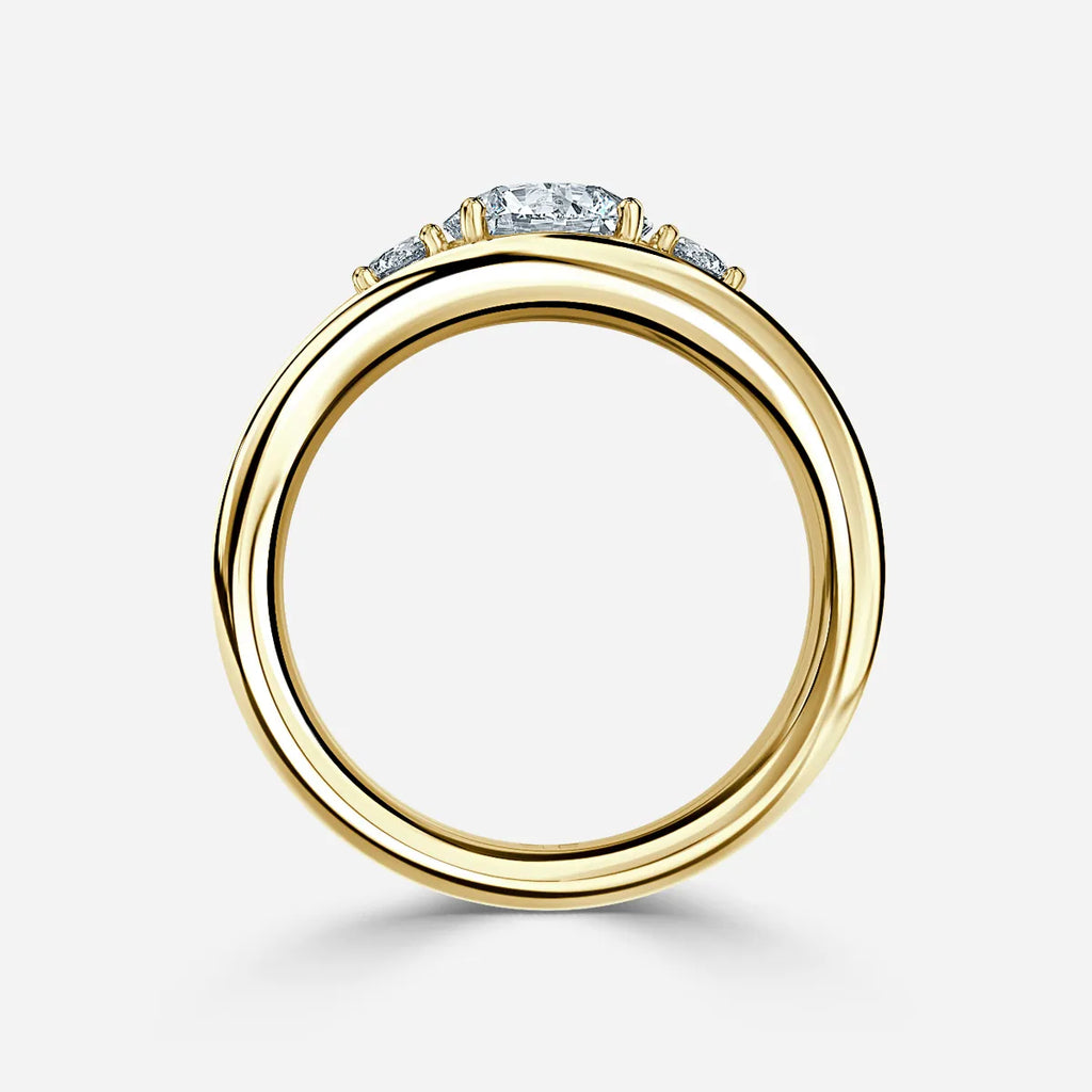 1.3 CT - 3 CT Round Cut Semi Bezel Three Stone Moissanite Engagement Ring