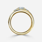 1.3 CT - 3 CT Round Cut Semi Bezel Three Stone Moissanite Engagement Ring