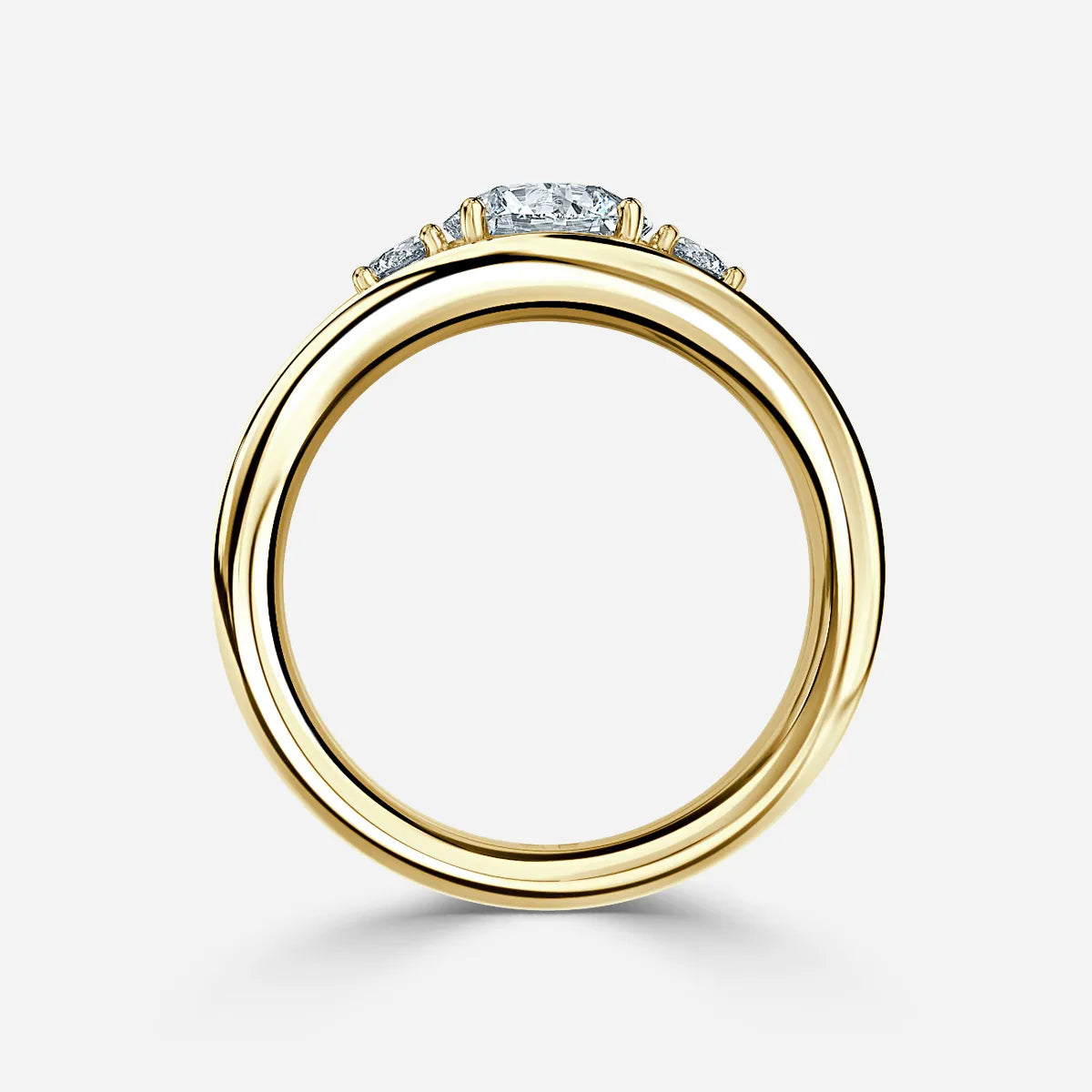 1.3 CT - 3 CT Round Cut Semi Bezel Three Stone Moissanite Engagement Ring