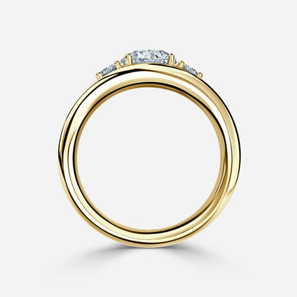 1.3 CT - 3 CT Round Cut Semi Bezel Three Stone Moissanite Engagement Ring