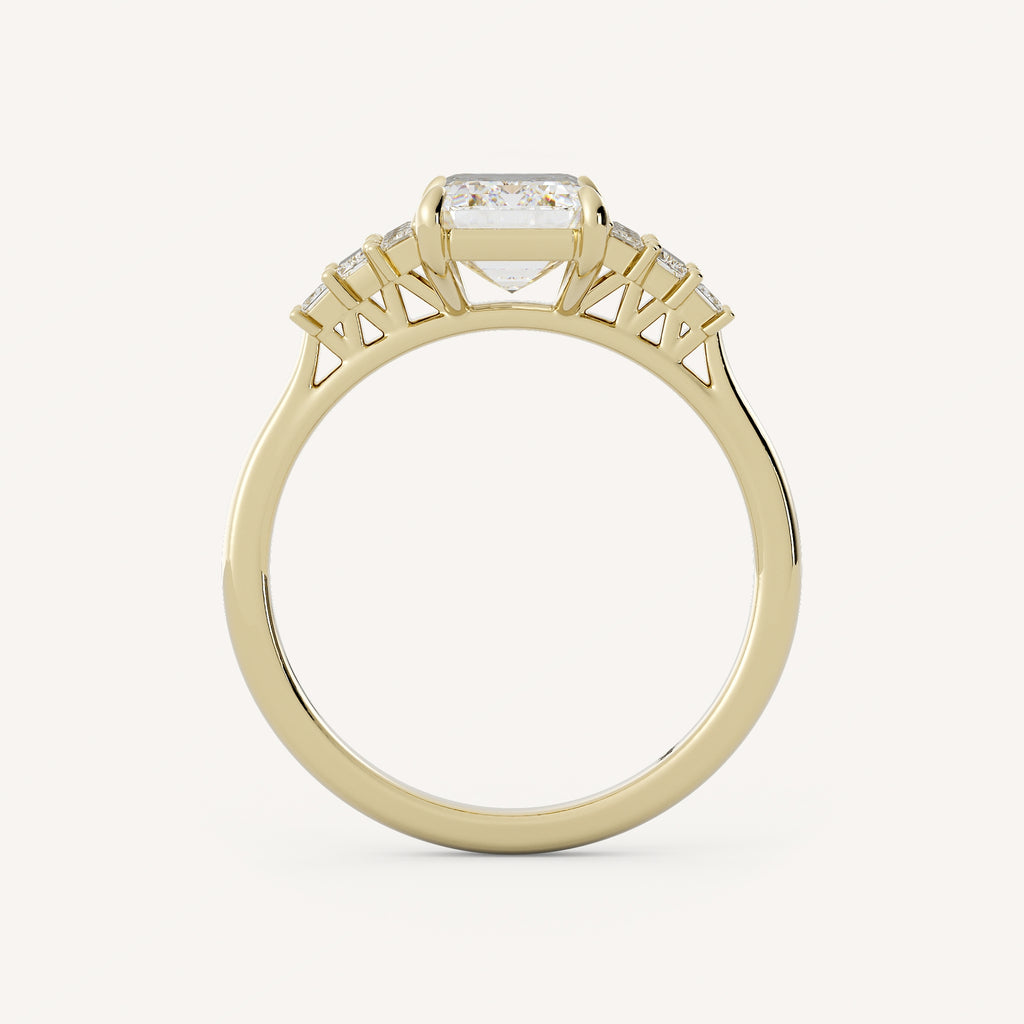 2 CT - 3 CT Emerald Cut Lab grown Diamond Cluster Engagement Ring