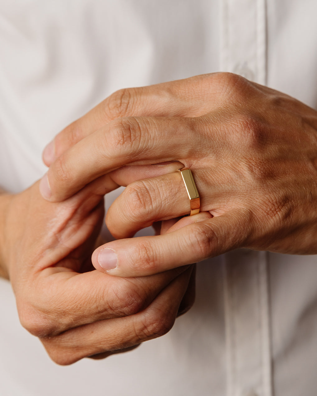 Signet Slim Rectangular Wedding Band For Men