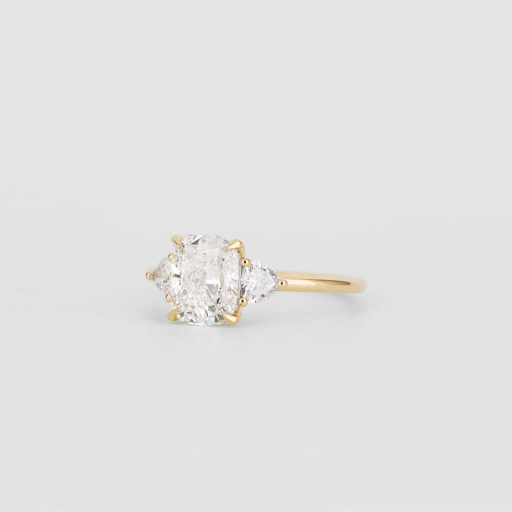1.52 CT - 3.52 CT Elongated Cushion Cut Lab grown Diamond Three Stone Engagement Ring