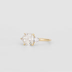 1.52 CT - 3.52 CT Elongated Cushion Cut Lab grown Diamond Three Stone Engagement Ring