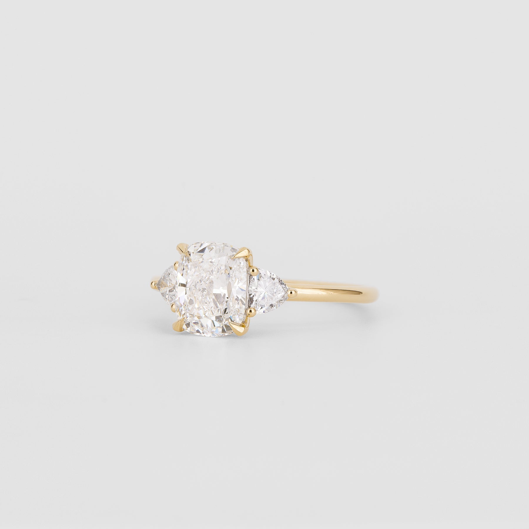 1.52 CT - 3.52 CT Elongated Cushion Cut Lab grown Diamond Three Stone Engagement Ring