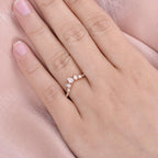0.18 TCW Pear Moissanite Curved Pave Stacking Wedding Band