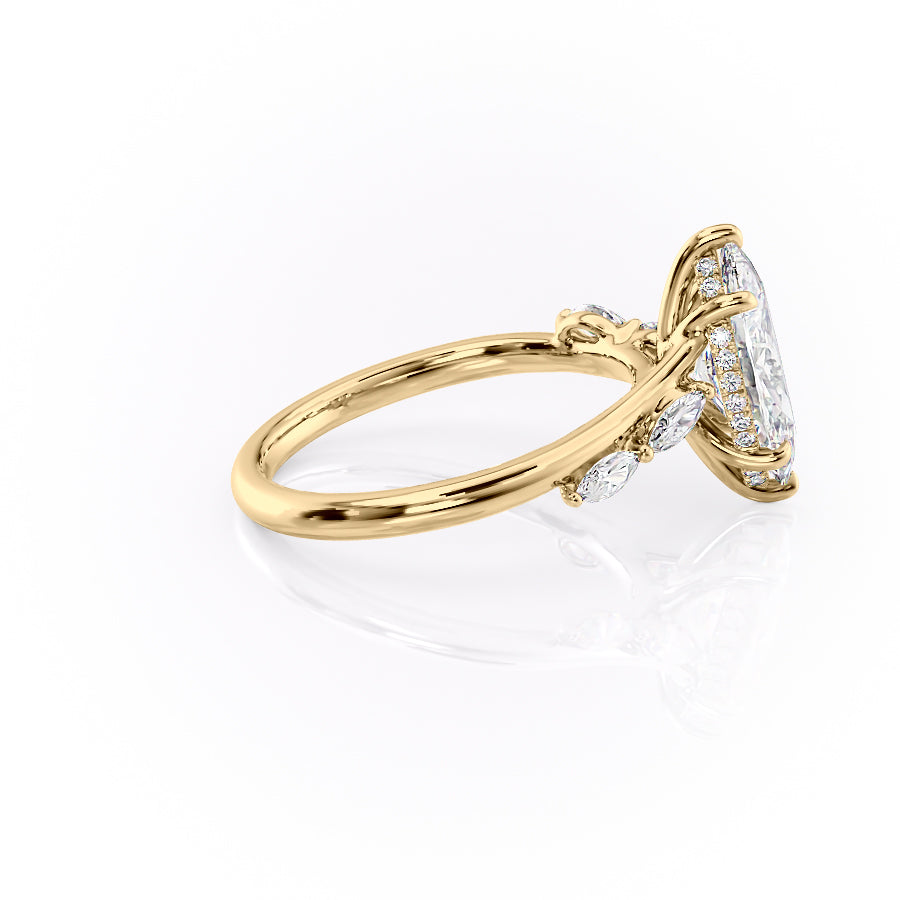 1.5 CT - 3 CT Marquise Cut Hidden Halo Cluster Moissanite Engagement Ring