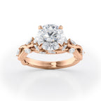 2 CT Round Cut Twisted Vine Moissanite Engagement Ring