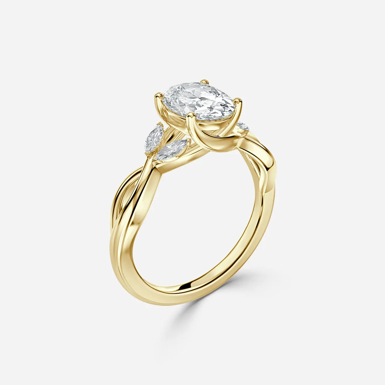 1.9 CT - 2.9 CT Oval Cut Twisted Cluster Moissanite Engagement Ring