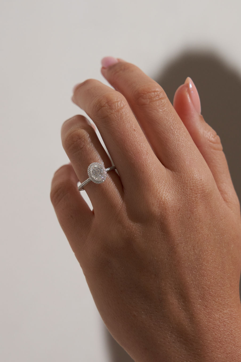 1.5 CT - 2.5 CT Oval Cut Halo & Pave Moissanite Engagement Ring