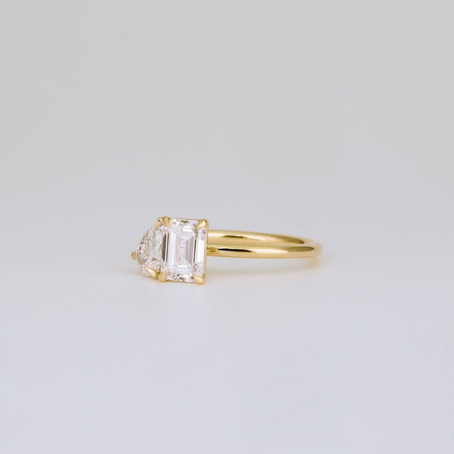 1.47 TCW Emerald & Pear Cut Lab grown Diamond Two Stone Engagement Ring