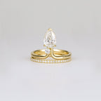 1.06 CT - 3.06 CT Pear Cut Lab grown Diamond Side Stone Unique Engagement Ring